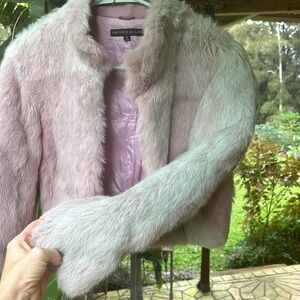 Antonio Melani mauve and teal rabbit Fur Shrug